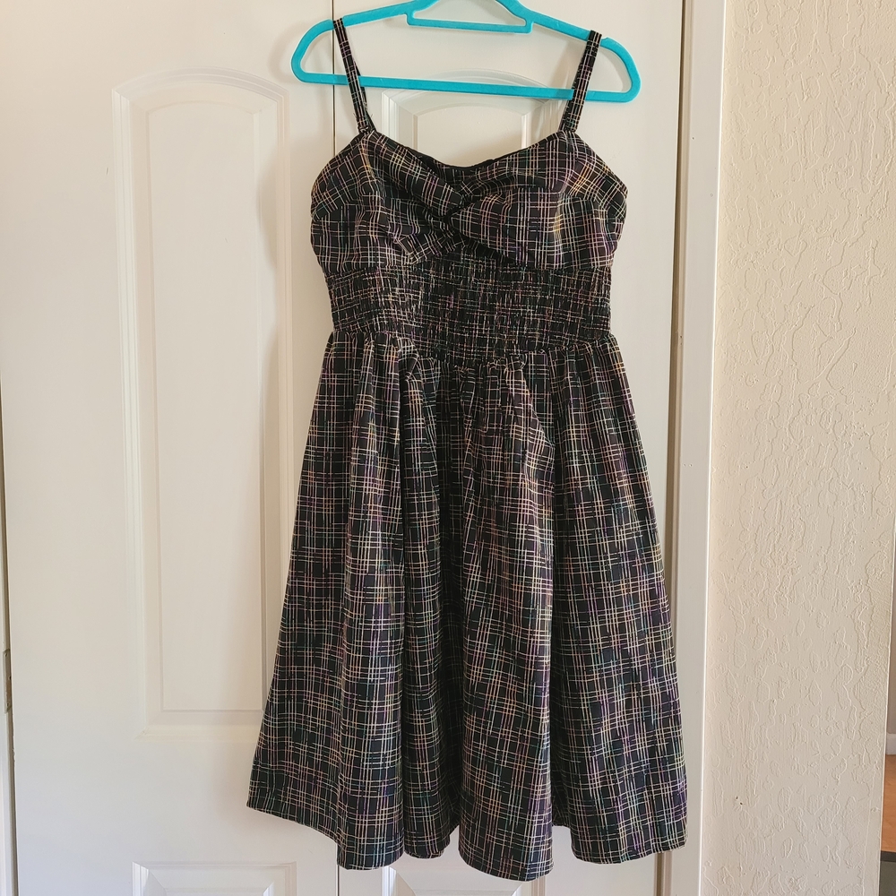 Unique Vintage Multicolor Plaid Dress
